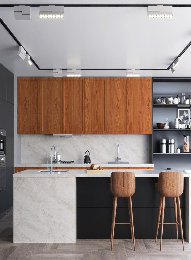 صن بيرد ورق جدران فينيل لاصق مقاوم للماء من صن بيرد بنقشة الخشب، مناسب لتجديد الخزائن والأثاث القديم، ورق لاصق لخزائن المطبخ والأبواب (خشب الساج البني، 12 بوصة × 1 متر) - Image 4